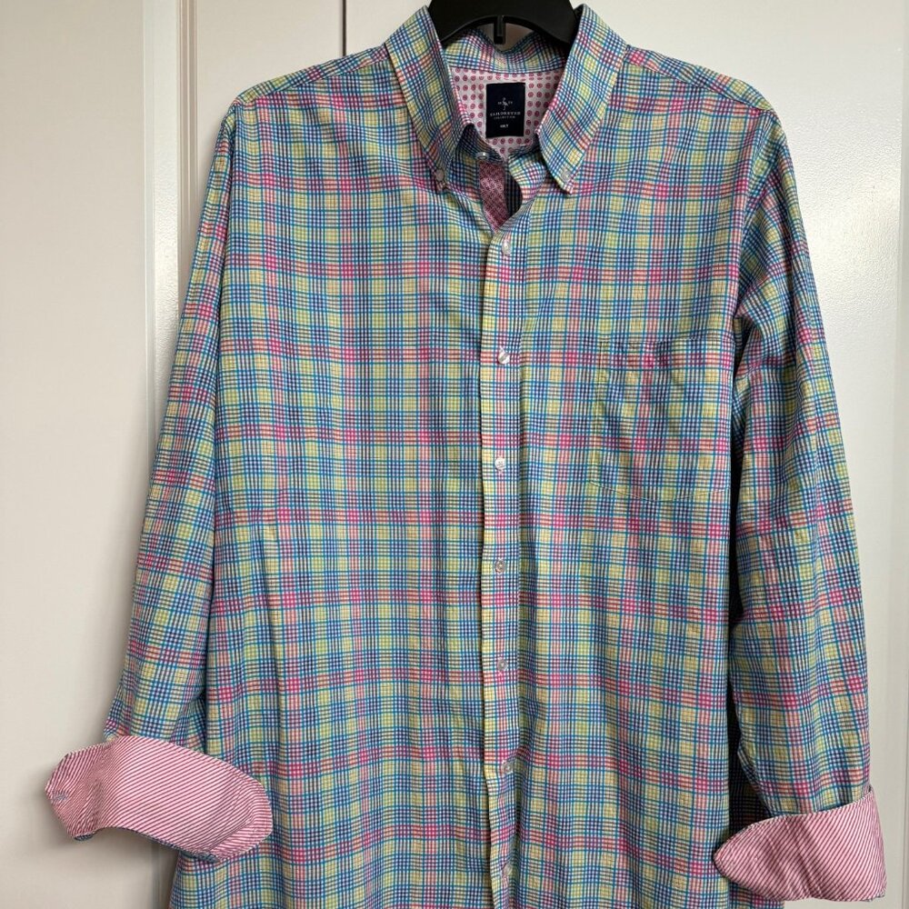 Long Sleeve Casual Shirt - Red, Blue, Yellow and Pink